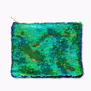 NWT Tarte Cosmetics mermaid sequins reversible cosmetics bag